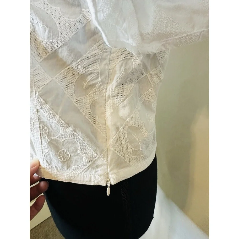 MADEWELL Crop V-Neck‎ Floral White Top Puff Sleeve CottageCore SIZE 0 NWT